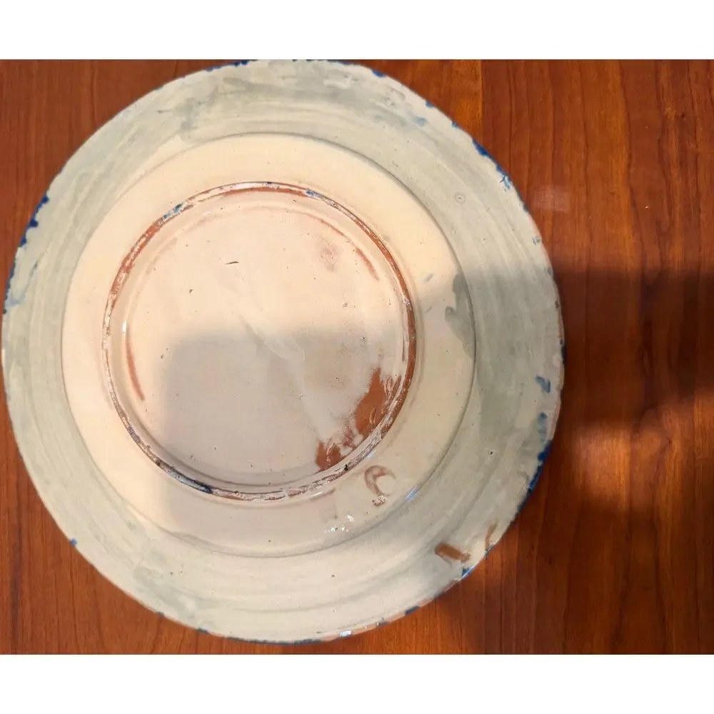 Hand Painted Blue White Floral Pottery Dinner Plate 11